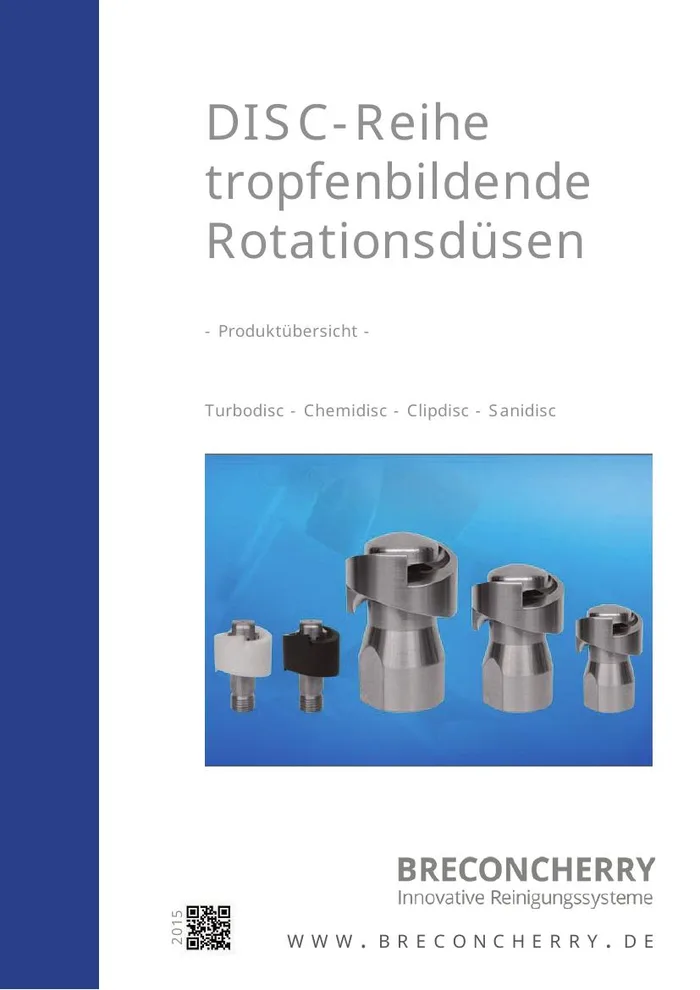Titelseite des Katalogs Produktübersicht Turbodisc & Chemidisc Rotationsdüsen von Breconcherry
