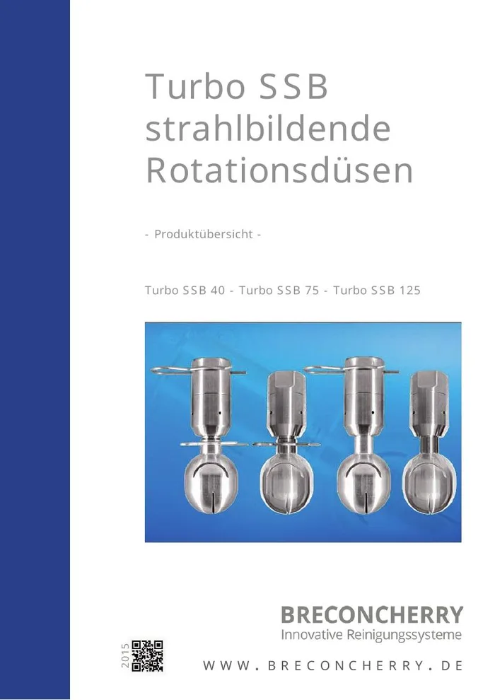 Titelseite des Katalogs Produktübersicht Turbo SSB Rotationsdüsen von Breconcherry