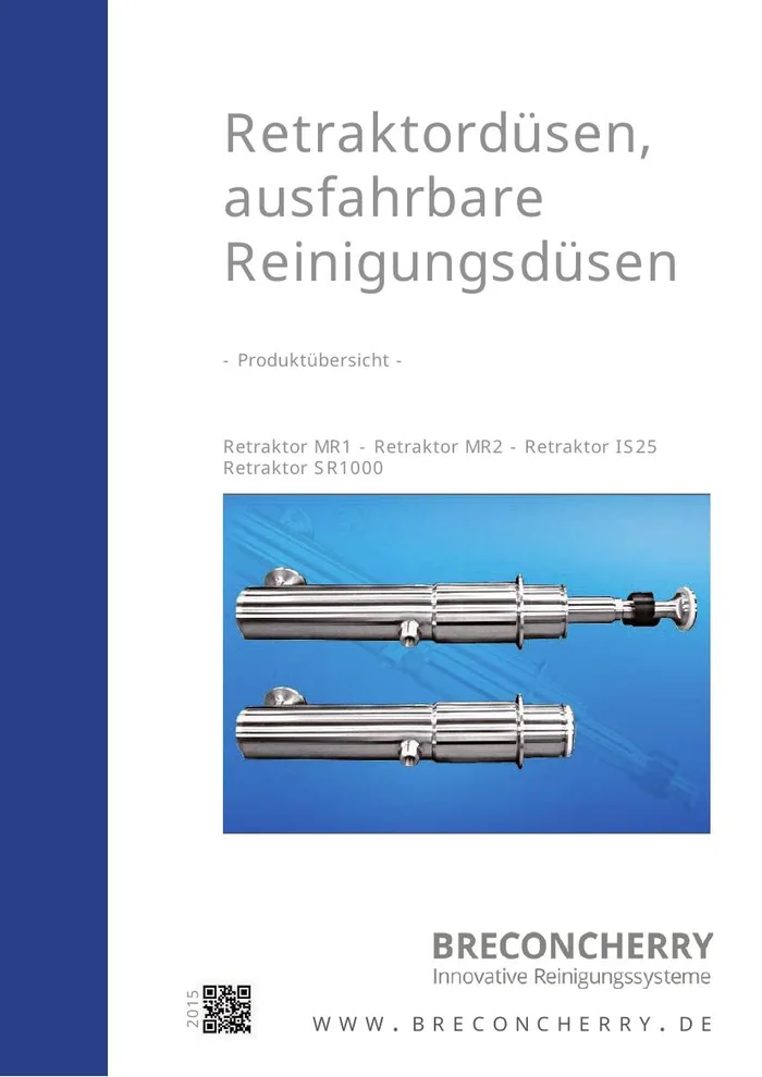 Titelseite des Katalogs Produktübersicht Retraktordüsen von Breconcherry